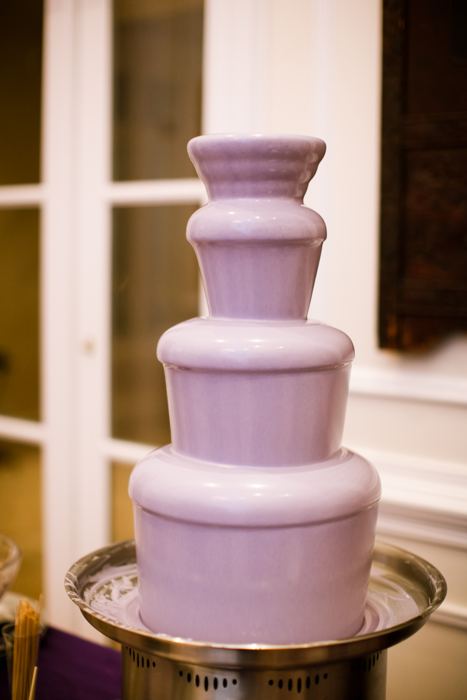 Chocolate fountain at an evening reception